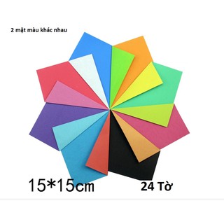 Giấy vuông gấp origami 20 màu 200 tờ kích thước,15x15cm,20x20cm