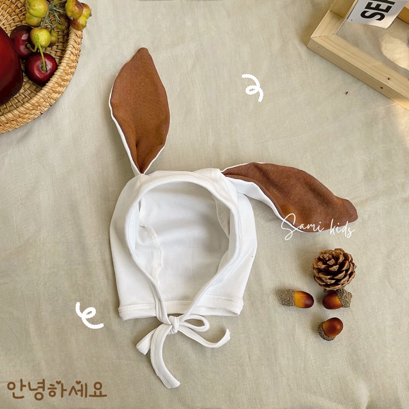 mũ tai thỏ cho bé cotton mềm mại 0-3t SAMIKIDS