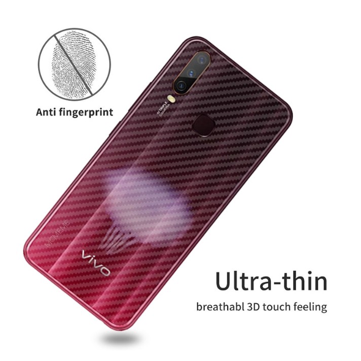 Set 2 Miếng Dán Sợi Carbon Bảo Vệ Mặt Sau Cho Vivo Y19 Y91C Y11 S1 Pro V17 Pro V15 Pro Y15 2020 Y17 Y12