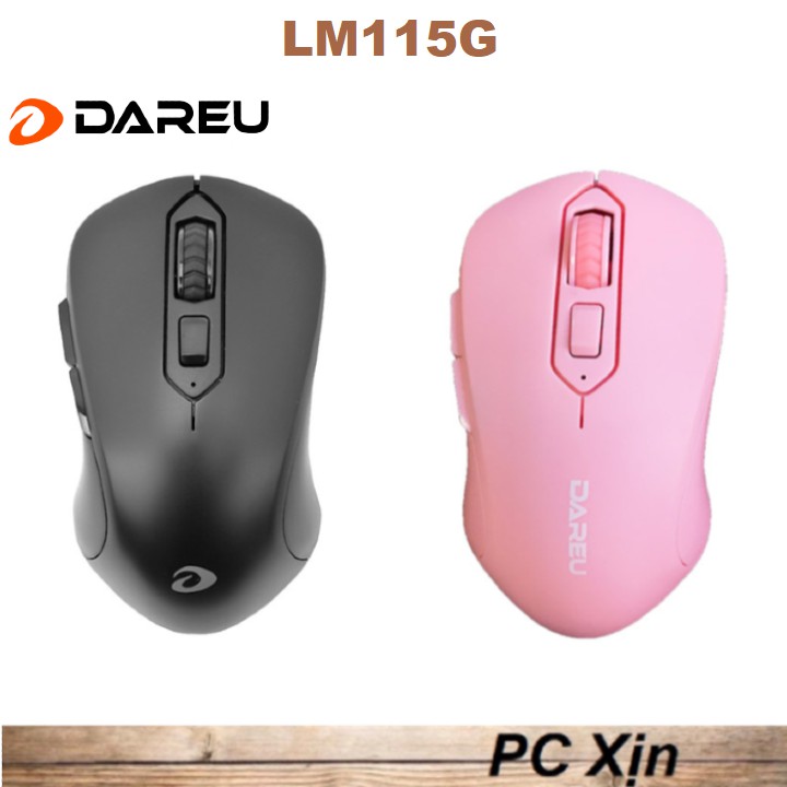 Chuột không dây Dareu LM115G Pink / Black- Có nút trợ năng