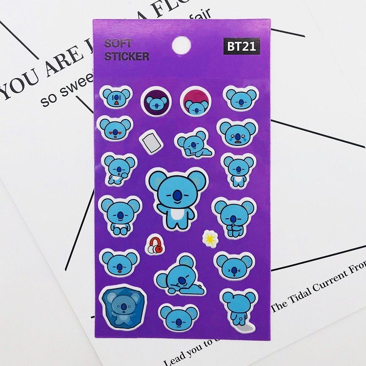 Sticker dán nhóm nhạc KPOP BTS bt21