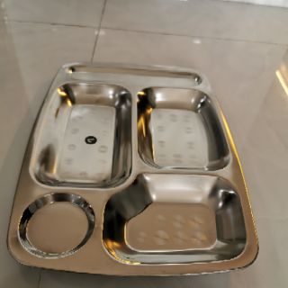 Combo 5 khay cơm inox 5 ngăn có nắp (Có ngăn để đũa)