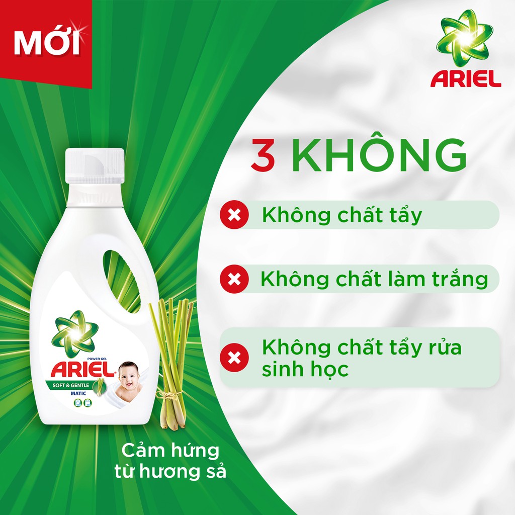 Nước giặt Ariel dịu nhẹ cho da nhạy cảm túi 2.15kg