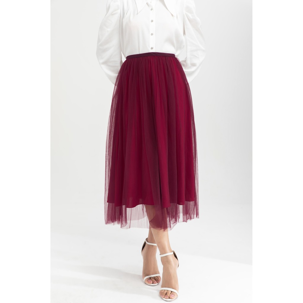 Chân váy xòe phủ lưới nữ IVY moda MS 31M6255