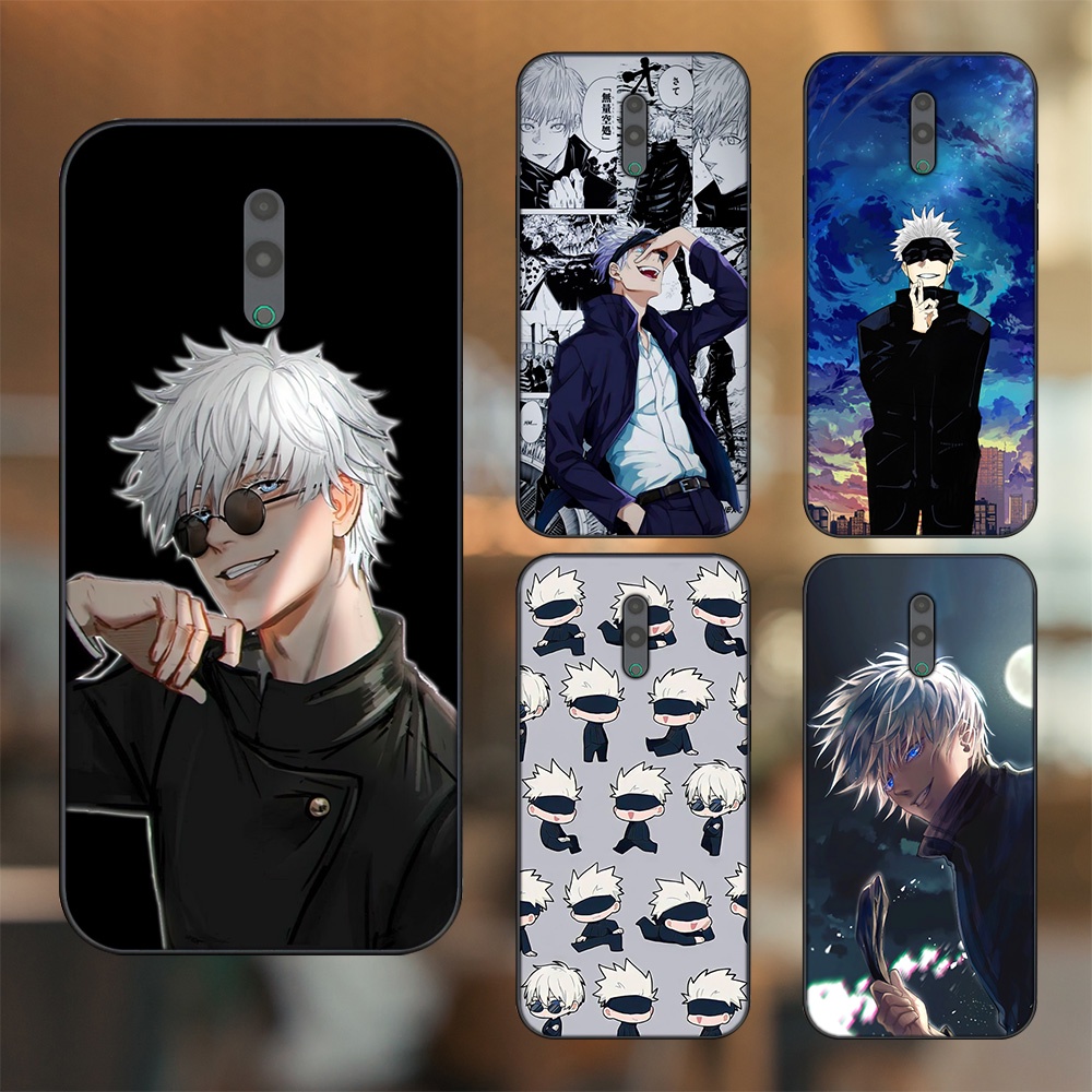 Ốp lưng Oppo Reno viền đen in hình Satoru Jujutsu Kaisen