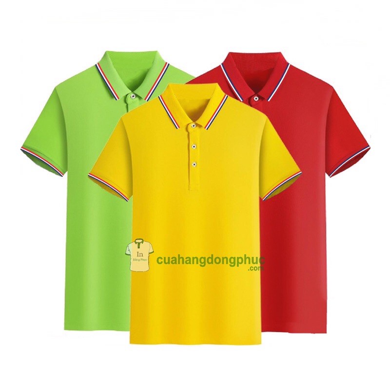 Áo thun Polo GẤU 194 Cá Sấu Sọc Viền Unisex vải cá sấu Poly co dãn 4 chiều dày dặn for