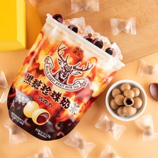 KẸO TRÀ SỮA TRÂN CHÂU ĐƯỜNG ĐEN SỪNG HƯƠU (combo 3 gói)