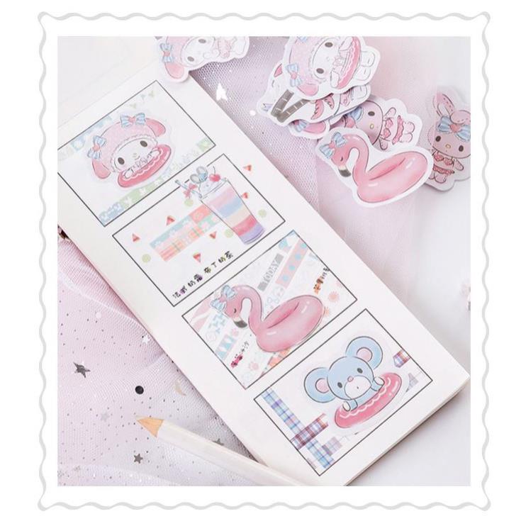 Bộ 46 Sticker Hàn Quốc hình Thỏ Xinh dán trang trí E23