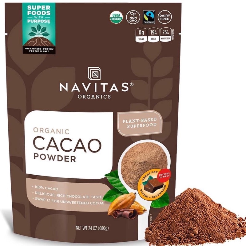 Bột ca cao hữu cơ nguyên chất Navitas Organic Cacao Power . 680g