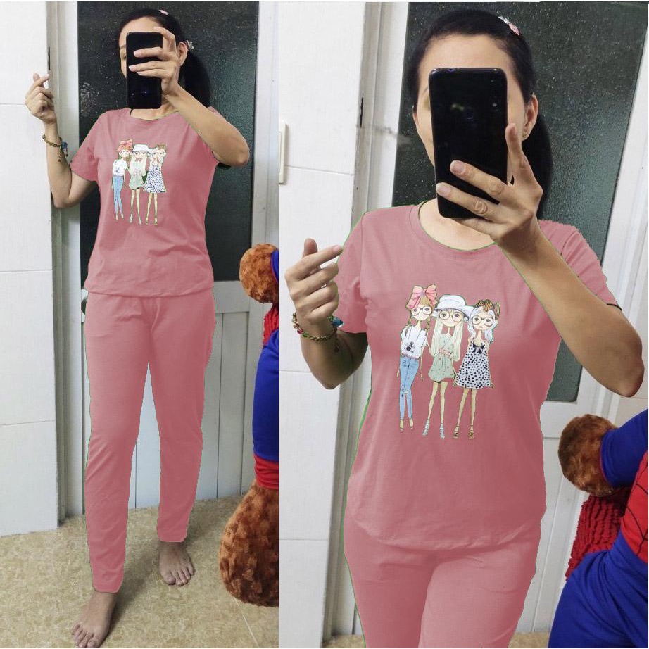 Đồ bộ thun cotton Tici in hình 3 cô gáiJumpsuit