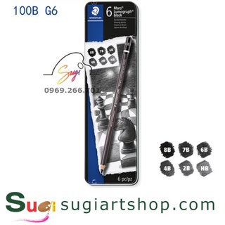 Bộ chì phác thảo Staedtler thân đen 6 cây, Staedtler Mars Lumograph Black 100G6