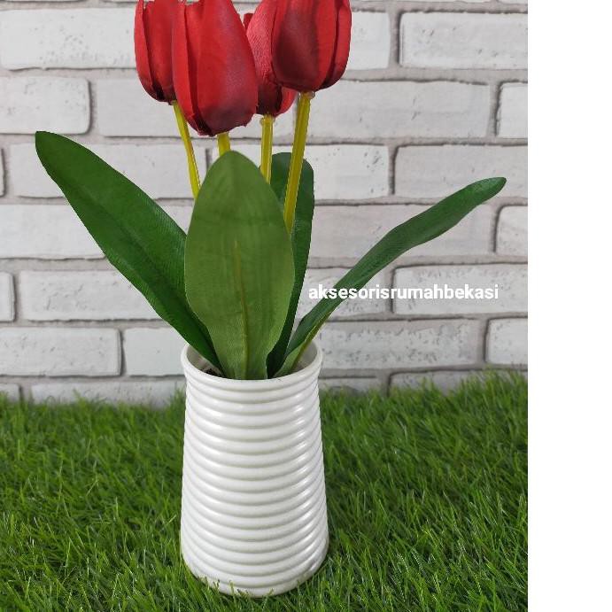 Chậu Hoa Tulip Nhân Tạo Bằng Nhựa Kèm Ốc Vít Melamine 0...