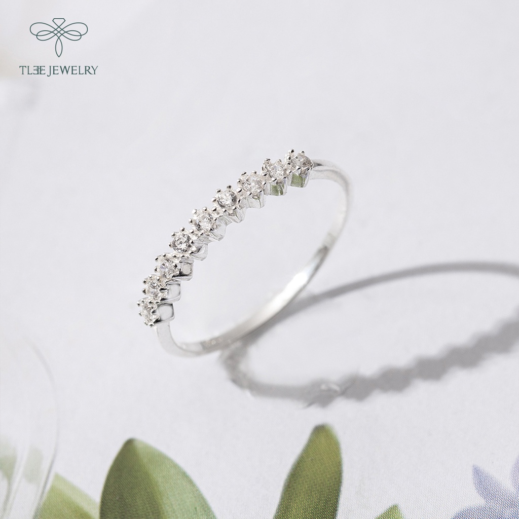Nhẫn bạc nữ TLEE nạm đá nhỏ lấp lánh kiểu dáng thanh lịch NCJ A0182