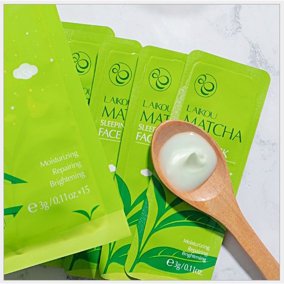 Túi 15 gói mặt nạ ngủ trà xanh Matcha LaiKou