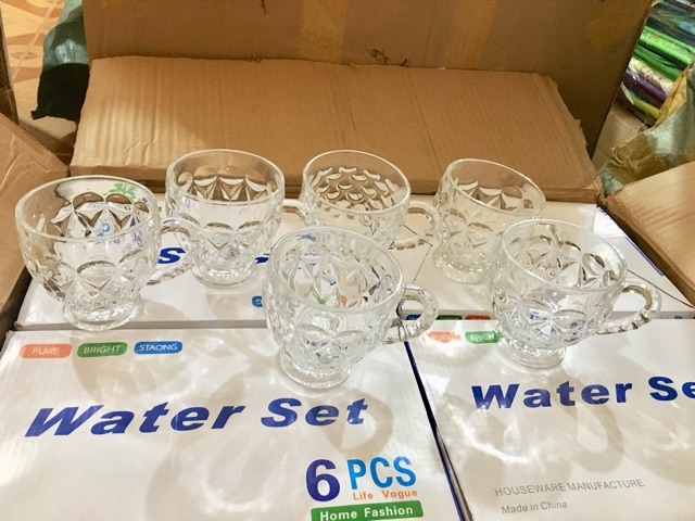 Bộ 6 ly thủy tinh có quai cầm hàng cao cấp