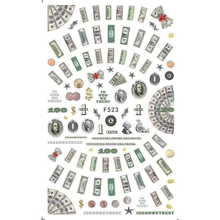 Sticker 3D tiền dola - hình dán móng