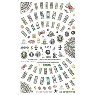 Sticker 3D tiền dola - hình dán móng