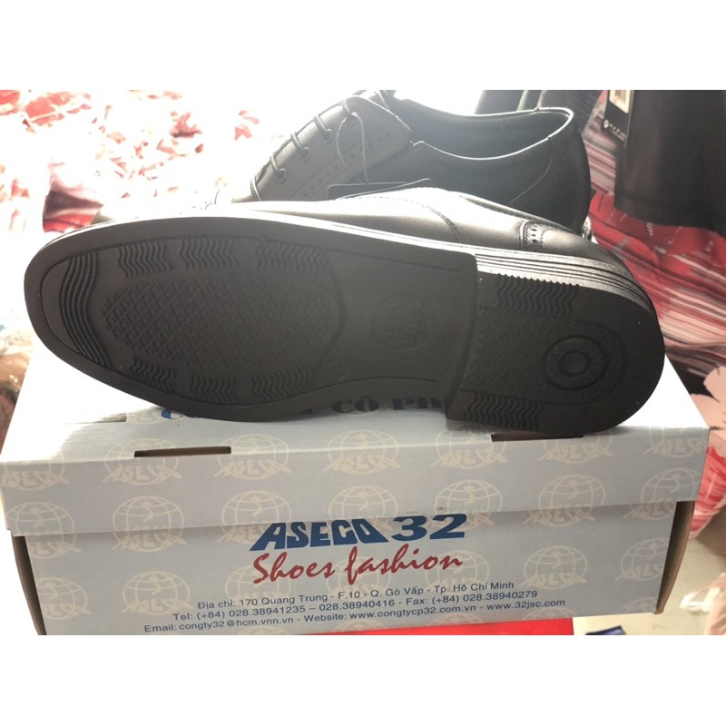 Giày da nam công sở cao cấp không dây mũi ngắn Aseco 32