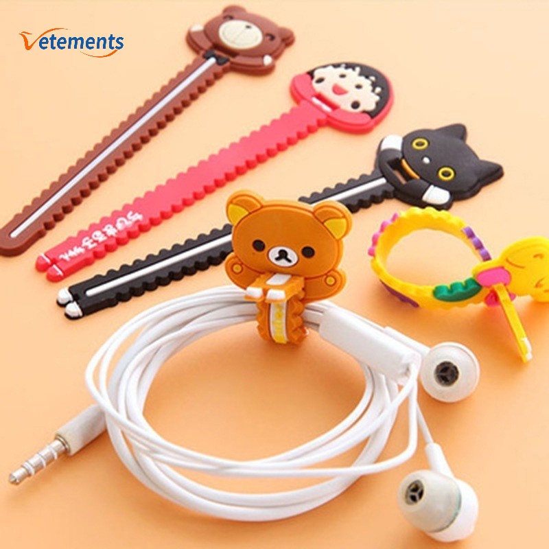 Phụ Kiện Bảo Vệ Dây Cáp Sạc/ Tai Nghe Bằng PVC Kiểu Hoạt Hình Dễ Thương Tiện Dụng