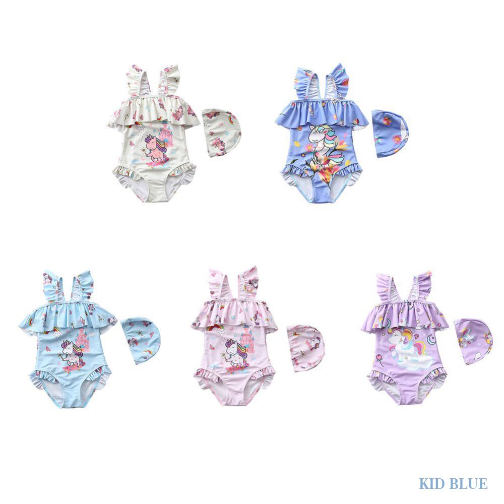 Bộ Đồ Bơi Bikini Viền Bèo Dễ Thương Dành Cho Bé Gái 1-7 Tuổi