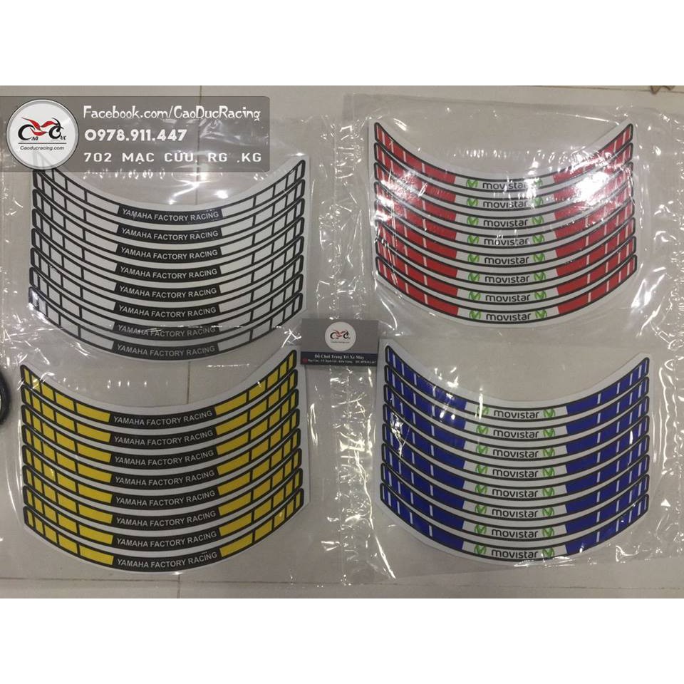Tem dán chỉ mâm phản quang monter yamaha racing - 1 bộ dán 1 xe