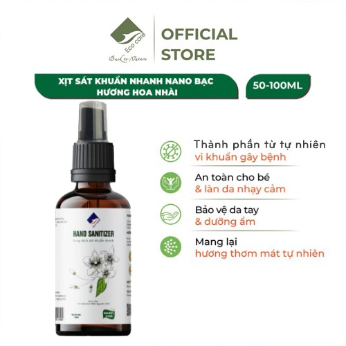Xịt sát khuẩn nhanh Hoa nhài Ecocare 50-100ml, giúp làm sạch và diệt khuẩn