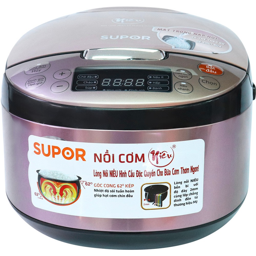 Nồi cơm điện tử lòng niêu 1.5 lít Supor CFXB40FC33VN-75 750W bảng điều khiển tiếng Việt phù hợp cho gia đình có 3-4 ngườ