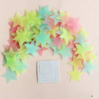 Gói 100 ngôi sao dạ quang dán tường ( phát sáng trong đêm - tặng kèm băng dính 2 mặt )