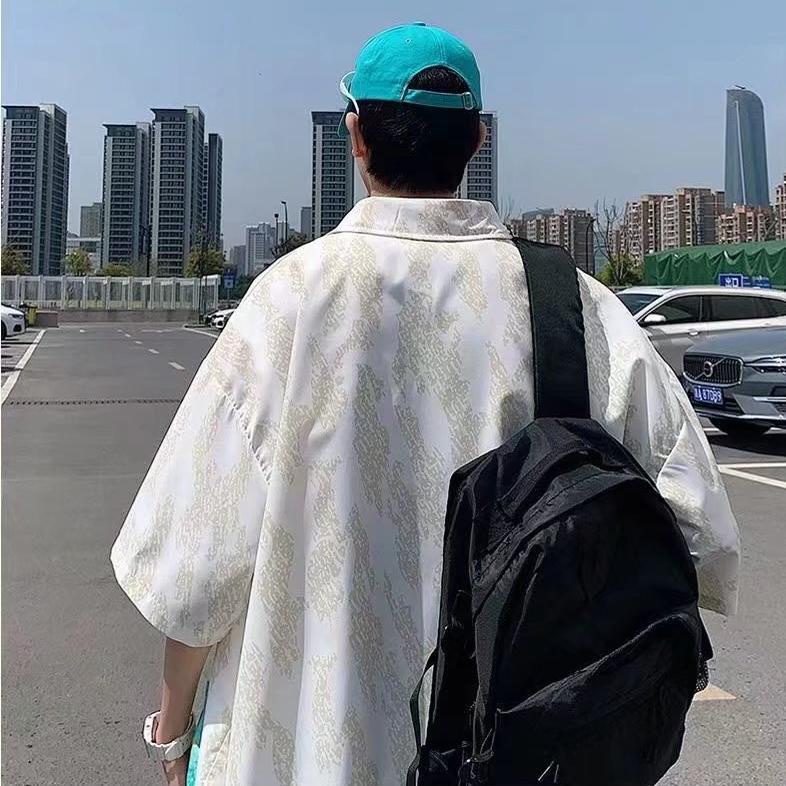 Áo Sơ Mi Tay Ngắn Trơn In Họa Tiết Đơn Giản Phong Cách Hàn Quốc Thời Trang Mùa Hè Cho Nam áo thun from rộng áo sơ mi nam đẹp áo sơ mi cộc tay nam