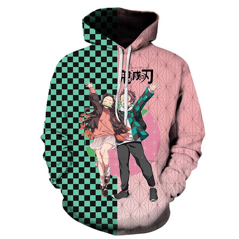 Áo Hoodie Dáng Rộng Tay Dài In Hình Anime Demon Slayer Kimetsu no Yaiba