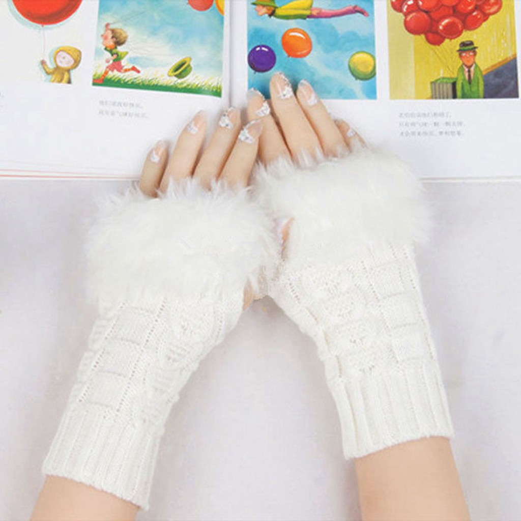 Bao tay giữ ấm phối lông thú dành cho nữ