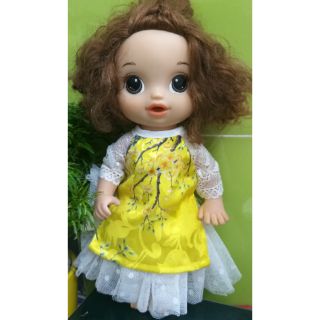 Áo dài  tết dành cho bé baby alive( ngực 23_25cm) cao từ 27_32 cm(