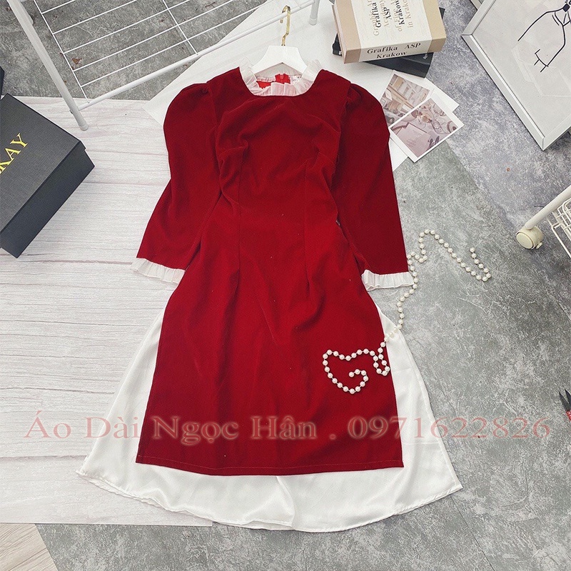 Áo Dài Nữ Cách Tân Kèm Chân Váy Mặc Tết TK30