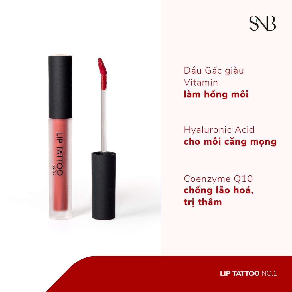 Son Kem SNB Lip Tattoo No 1 Đỏ Thẫm Quý Phái 4.2gr