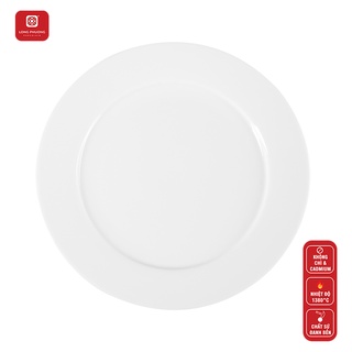 Đĩa bằng sứ Long Phương - Hình tròn màu trắng đựng đồ ăn size to từ 9inch đến 12inch