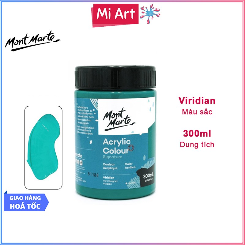 Màu Acrylic Mont Marte 300ml - Viridian - Acrylic Colour Paint Signature 300ml (10.1oz) - MSCH3025