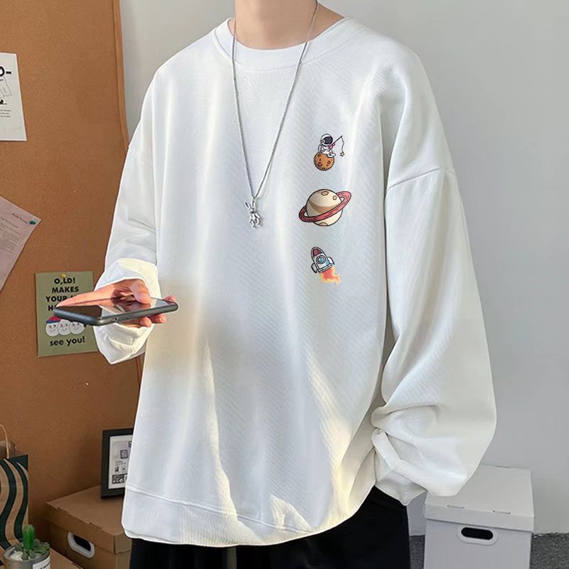Áo sweater cổ tròn dáng rộng tay dài in tên lửa phi hành gia NASA thời trang thu đông nhiều màu cho nam/nữ 45kg-110kg