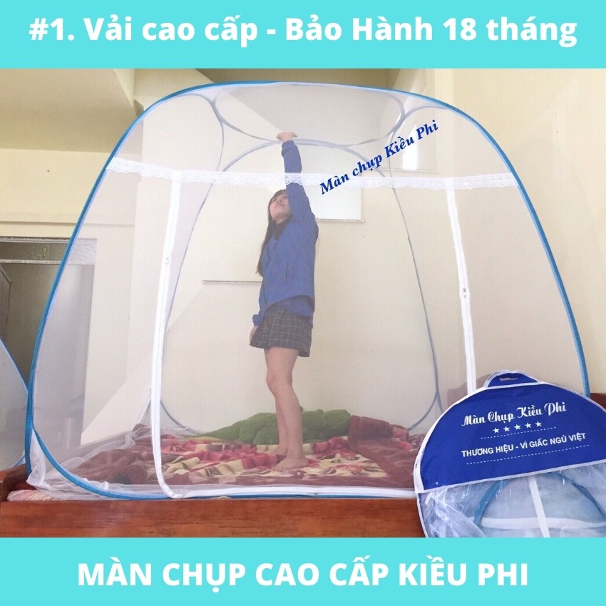 Màn chụp tự bung người lớn KIỀU PHI Mùng tự bung đỉnh rộng gia đình 1m6, 1m8, 2m2, 1m2 Cao Cấp