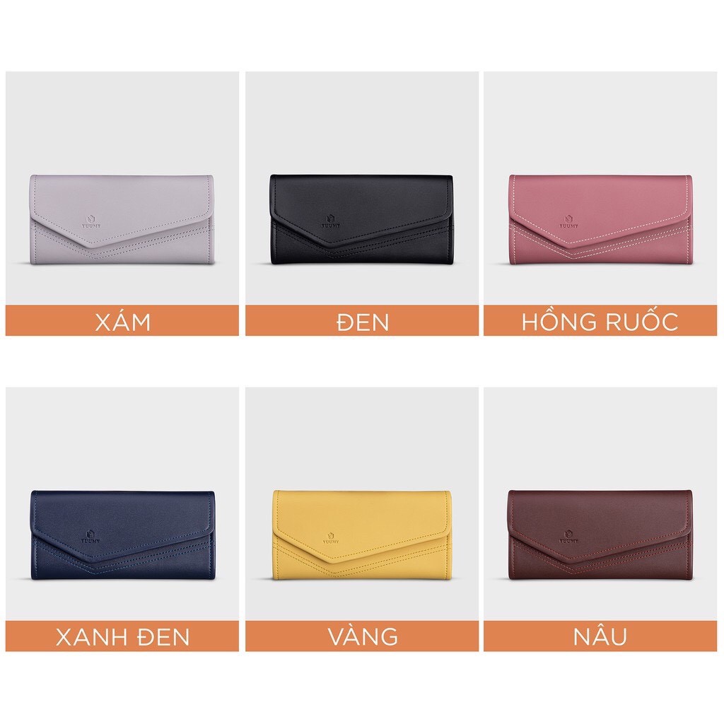 Ví nữ thời trang YV25 thiết kế nắp lệch cách điệu tone màu nổi bật đường may tinh tế gam màu trẻ trung năng động