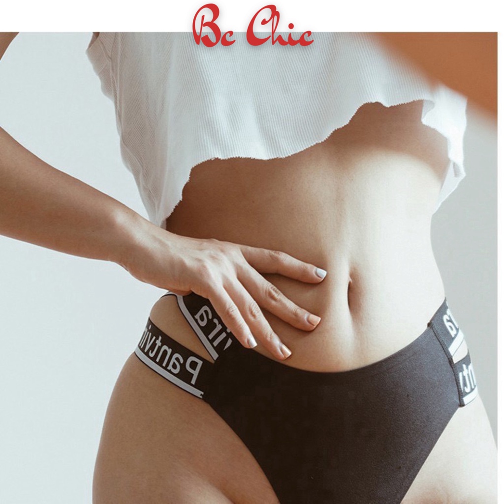 Quần Lọt Khe Nữ , Quần Lót Nữ Lọt khe cotton cao cấp hai dây viền chữ cá tính quyến rũ mã Q416 BC_CHIC LINGERIE