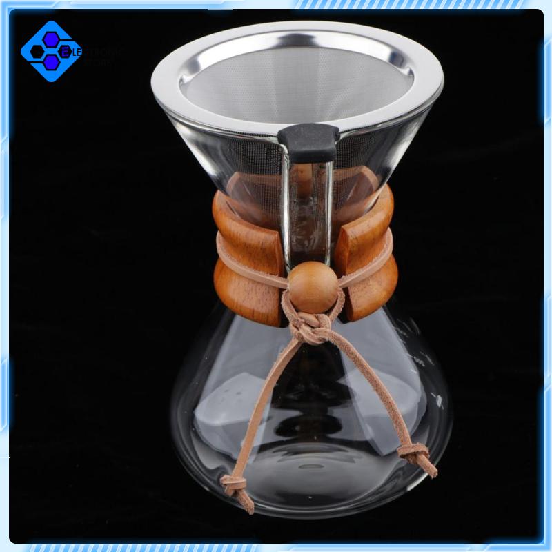 [Electronic store]400ml Pour Over Coffee Hand Drip Pot w/ Stainless Steel Dripper Cone