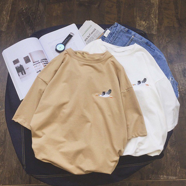 Áo thun tay lỡ form rộng - phông nam nữ cotton oversize - T shirt thêu con hạc - 2N Unisex | BigBuy360 - bigbuy360.vn