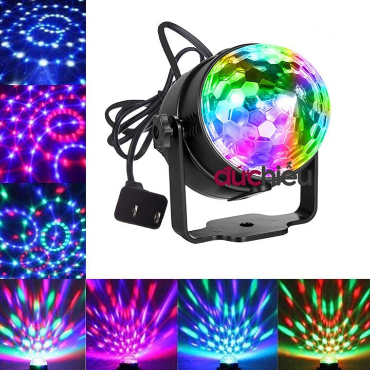 [FREESHIP] Đèn Led 7 màu cầu xoay cảm ứng âm thanh theo nhạc trang trí trong quán karaoke, bar