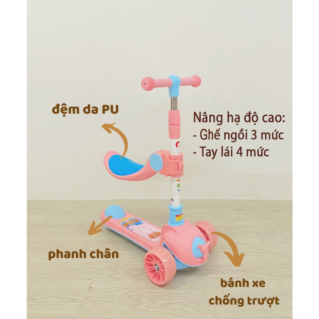 [ MIỄN SHIP ] Xe Scooter 3 in 1,Có Đèn,Nhạc, xe scooter chòi chân