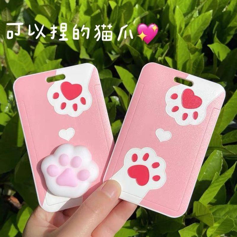 ⭐ iLado ⭐ thẻ đeo bảng tên Bàn chân mèo 3D dễ thương Dây Đeo Thẻ Học Sinh Bao Đựng Thẻ Dây đeo thẻ tên hoạt hình sinh viên cho nhân viên văn phòng Thẻ đeo bảng tên kèm dây kéo Dây Đeo Thẻ Dọc Cho Sinh Viên -Học Sinh Nguồn cung cấp Văn phòng Văn phòng phẩm