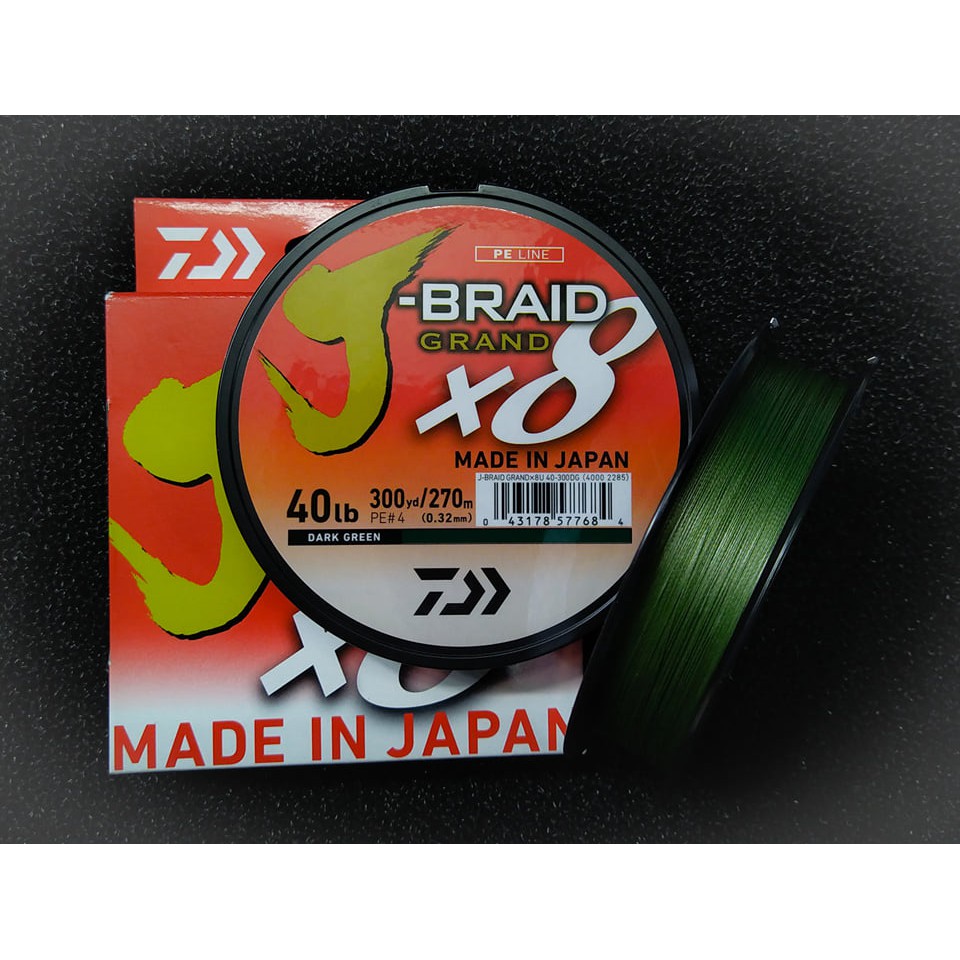 DÂY PE CÂU LURE DAIWA J-BRAID GRAND X8 DARK GREEN (270 MÉT)