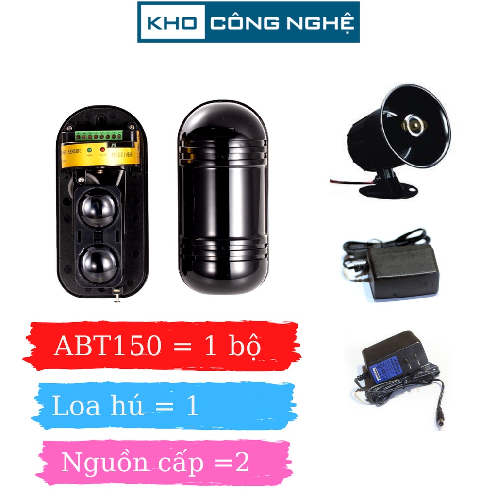 Combo Cảm biến chống trộm, cảm biến hàng rào abt150 hú còi báo động tại chỗ