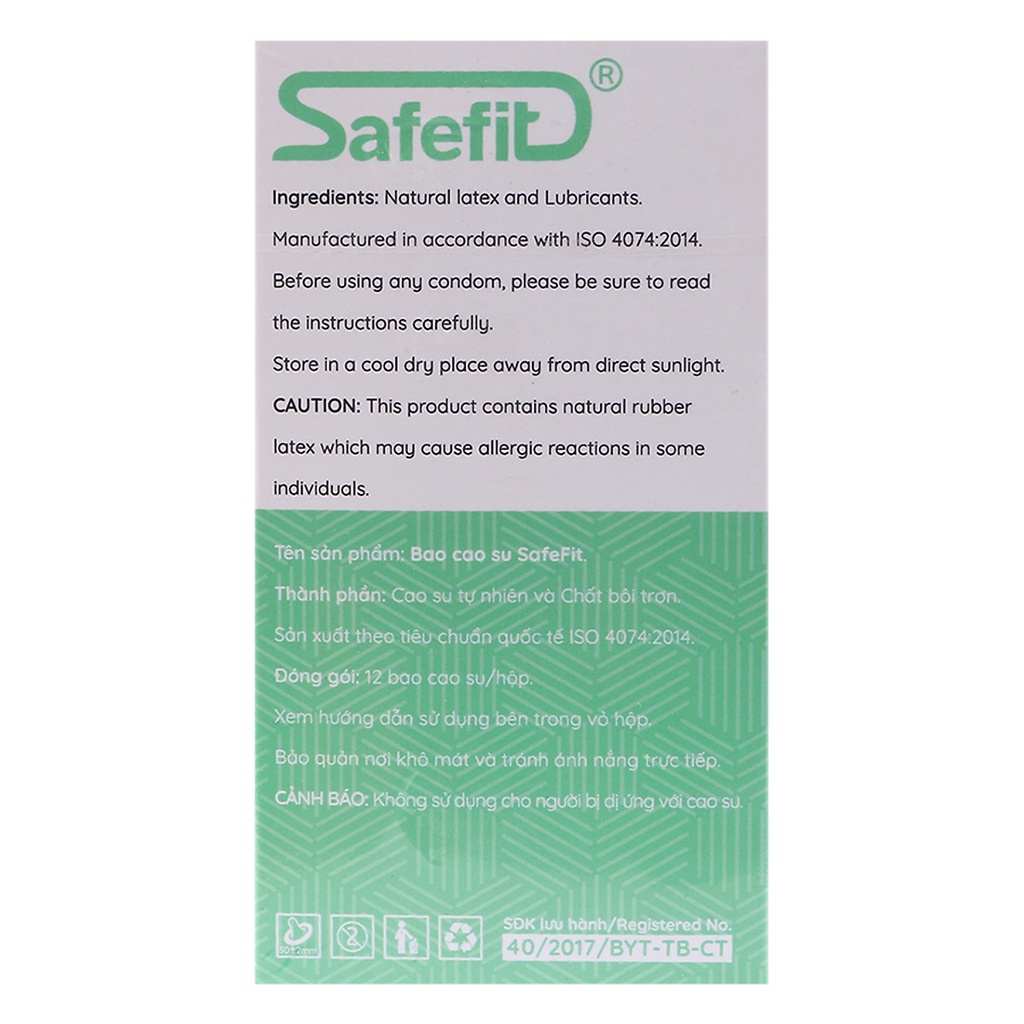 Bao cao su 49mm SafeFit Utra thin, bcs siêu mỏng chống xuất tinh sớm kéo dài thời gian quan hệ