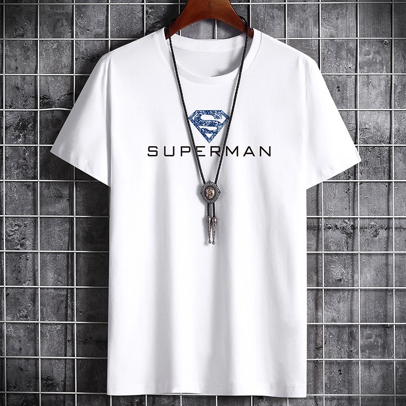 Áo thun nam Áo tay lỡ nam mã "KC-T" họa tiết Superman ngắn tay thể thao đẹp mùa hè tập gym vải cotton