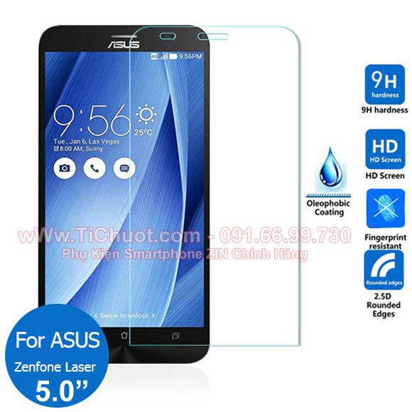 Kính CL ASUS ZenFone 2 LASER 5.0&quot; ZE500KG Cường Lực mài cạnh 2.5D